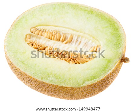 half melon front on a white background