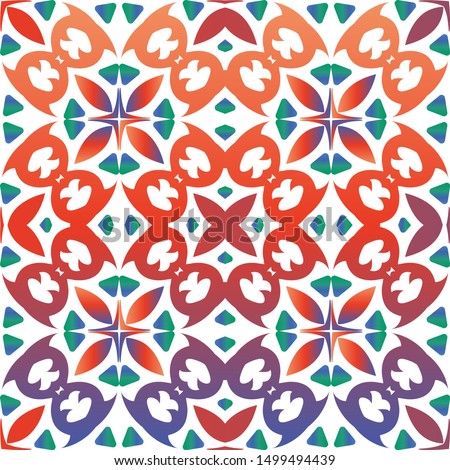 Mexican vintage talavera tiles. Vector seamless pattern watercolor. Graphic design. Red antique background for pillows, print, wallpaper, web backdrop, towels, surface texture.