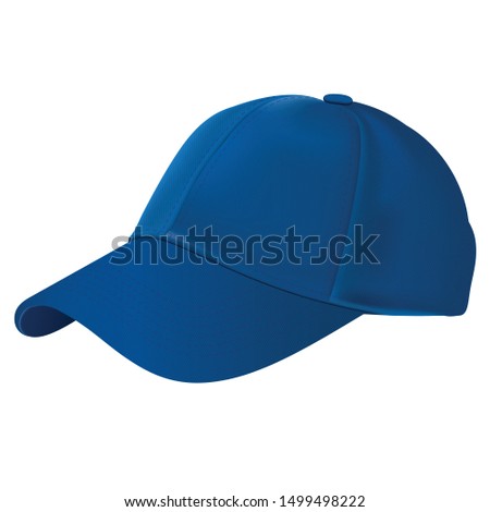 3 d vector graphics. Blue baseball cap isolated on a white background.