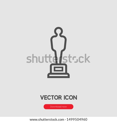 Oscar statue icon vector. Linear style sign for mobile concept and web design. Hollywood trophy symbol illustration. Pixel vector graphics - Vector. Royalty-Free Stock Photo #1499504960