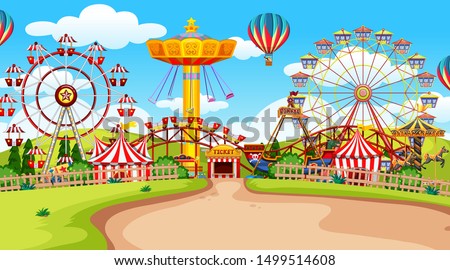 Fun fair amusement park empty illustration