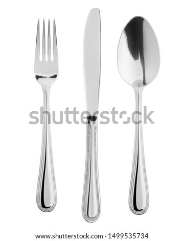 fork, knife, spoon, cutlery isolated on white background, clipping path Royalty-Free Stock Photo #1499535734