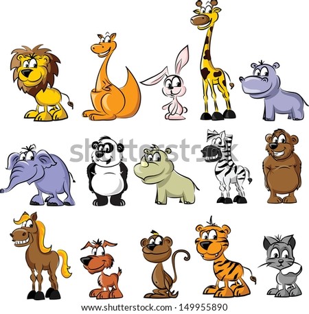 Set of wild and domestic animals - vector