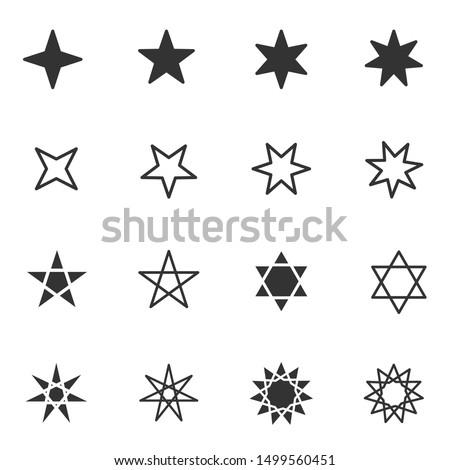 Set of black and white stars icon with different star flat style, vector illustration