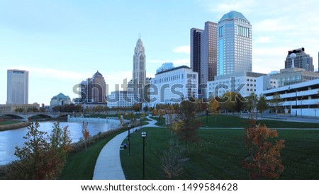 The Columbus, Ohio city center on a beautiful morning