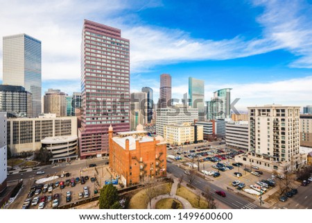 Denver, Colorado, USA downtown cityscape in the afternoon.