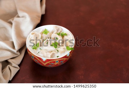 Shish Barak is a type of dumplings that is very popular in Arab countries. Royalty-Free Stock Photo #1499625350