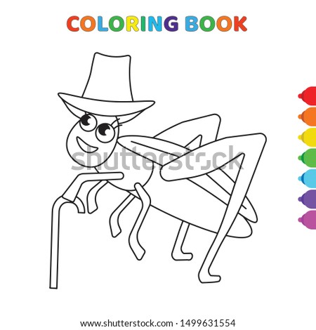 cute cartoon older bug animal coloring book for kids. black and white vector illustration for coloring book. older bug animal concept hand drawn illustration