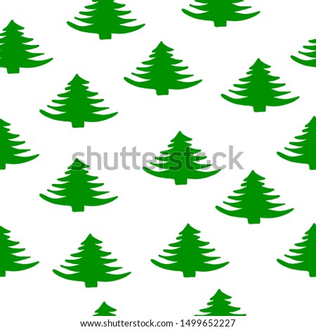 Green Christmas trees. seamless pattern on a white background