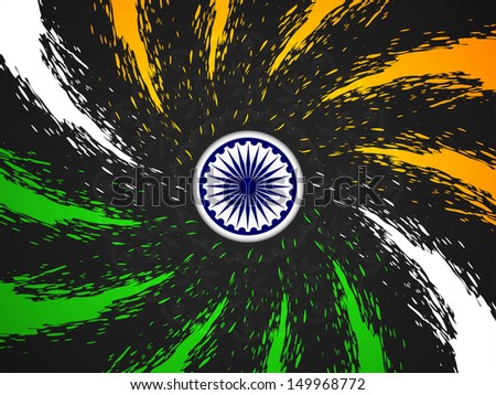 beautiful grungy Indian flag theme design on black color background.
