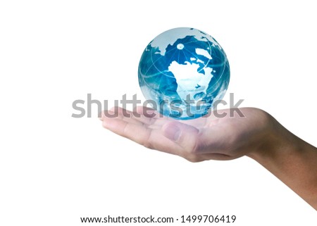 glass globe in hand,Energy saving concept, Elements of this image furnished by NASA