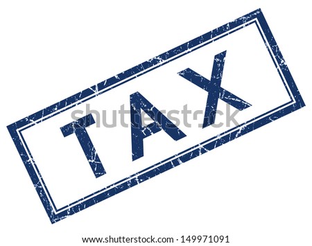 tax blue square stamp