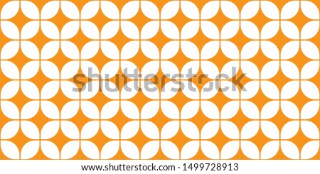 Mid-Century Modern Wallpaper Pattern, Seamless 60s Background, 1960s Repeating Backdrop, Vector Tangerine Wall Paper, Groovy Geometric Pattern, Trippy Wall Art, Mod Decor, Decorative Orange Shapes Royalty-Free Stock Photo #1499728913