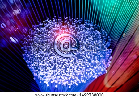 email signs with Fiber optics background,Communication Concept, 
