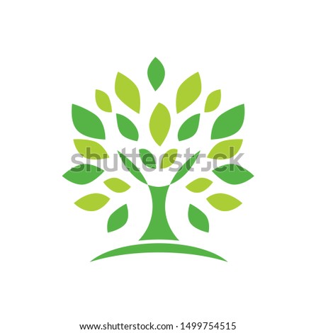 leaves logo design template, with people symbol inside