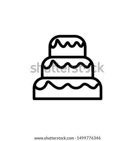 Cake Icon Logo template Design Emblem Isolated , Anniversary Birthday Logo Design Food Bakery Party Love , Outline Solid Background White
