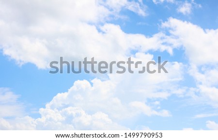 blue sky and white cloud background, Nature background, beautiful sky, Rainy season background. 