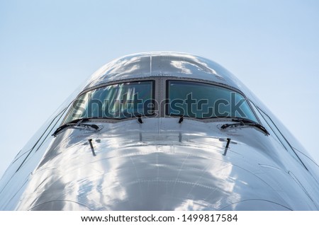Close-up of cockpit 747 outside Royalty-Free Stock Photo #1499817584
