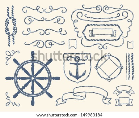 Nautical decoration set Royalty-Free Stock Photo #149983184