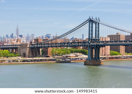 View on Manhattan bridge from Brooklyn Bridge