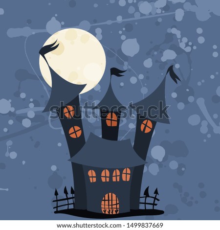 castle with a fence and high towers halloween illustration for a holiday