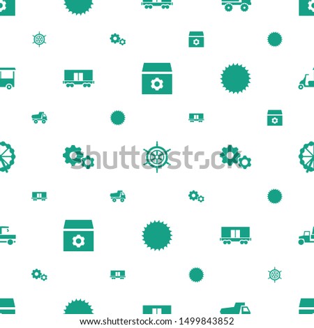 wheel icons pattern seamless white background. Included editable filled gear, helm, toy car, cargo wagon, blade saw, Ferris wheel, concrete mixer icons. wheel icons for web and mobile.