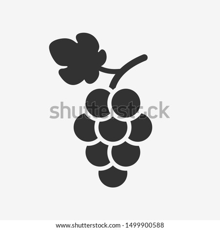 Grapes icon. Grapevine with leaf. Wine logo. Fruit pictogram. Vector illustration isolated. Royalty-Free Stock Photo #1499900588