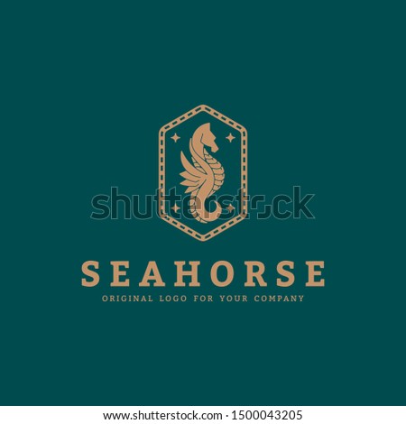 Sea horse logo design template. Creative animal logo design inspiration. can be used as symbols, brand identity, company logo, icons, or others. Color and text can be changed according to your need.