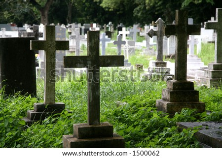 gravestones at a Christian cemetery