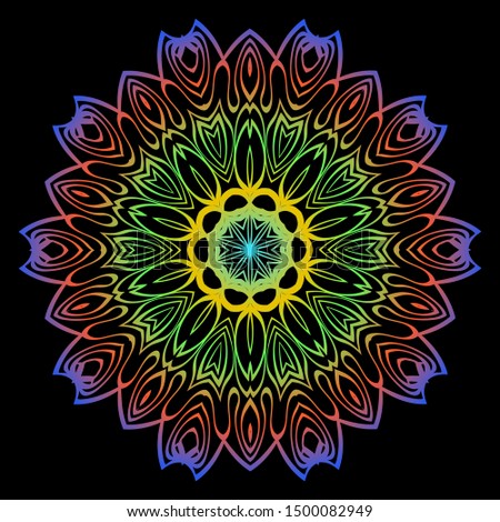 Floral Color Mandala. Arabic, Indian, Motifs. Vector Illustration.