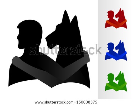 A boy and a dog with arms around each other/Man's Best Friend Vector Silhouette