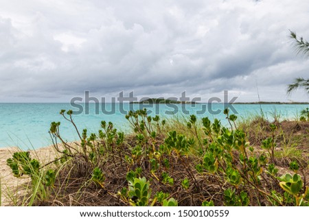 Tropic of Cancer beach during a cloudy day (Exuma, Bahamas).