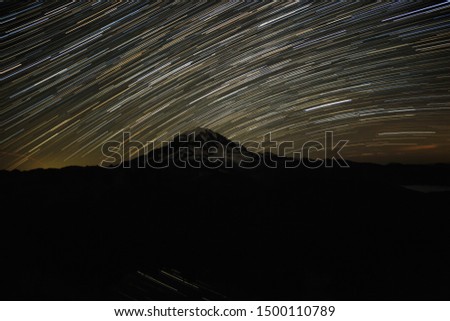 Composite of Photos Make The Star Trails Over Mt Rainier