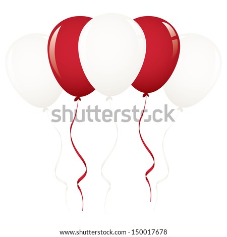 white and red balloon ribbon