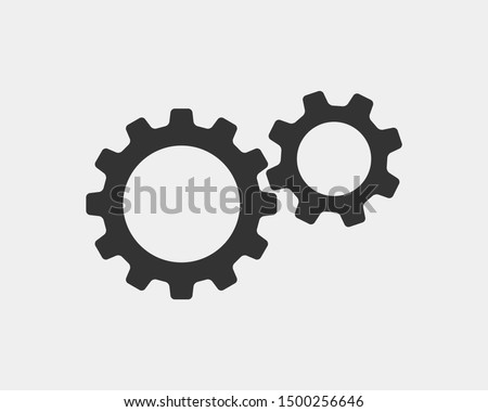 Metal gears and cogs vector. Gear icon flat design. Mechanism wheels logo. Cogwheel concept template. Royalty-Free Stock Photo #1500256646