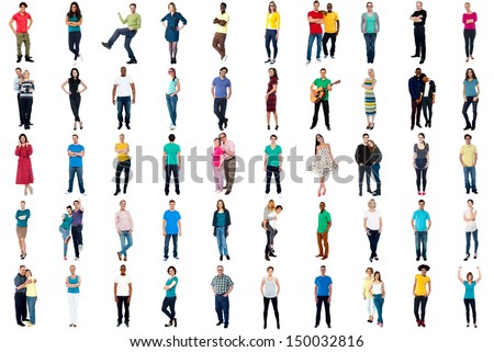 Set of trendy people isolated on white background