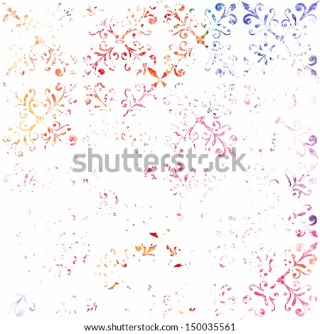Grunge floral background. Vector watercolor background. Floral pattern.