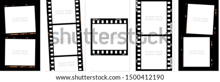 Set of Social stories filmstrips templates. Film frame background with space for your text or image. Trendy editable camera roll effect design. Lifestyle concept. Vector illustration Royalty-Free Stock Photo #1500412190