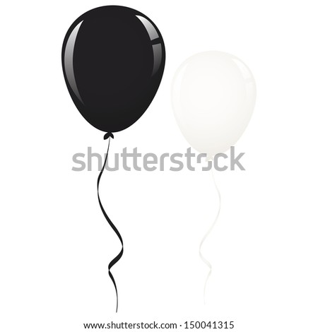 black and white balloon ribbon