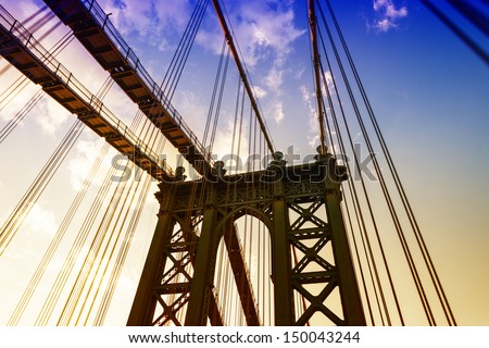 Details of Manhattan Bridge, new York City.