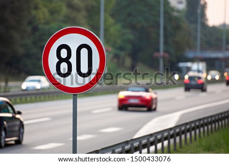 80km/h Speed limit sign a highway