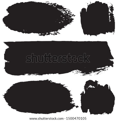 Grunge brush vector. Abstract black spots on white background. Set of paint strokes. Ink blots
