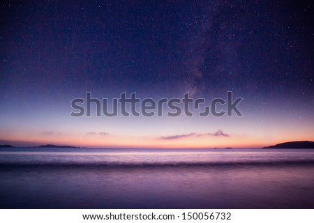 beautiful galaxy  over the sea Royalty-Free Stock Photo #150056732