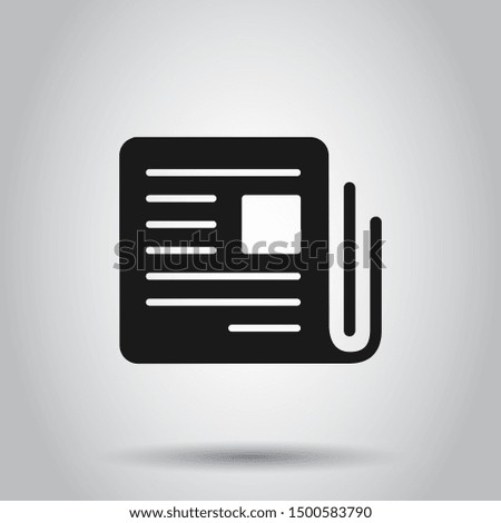 Magazine page icon in flat style. News vector illustration on isolated background. Brochure business concept.