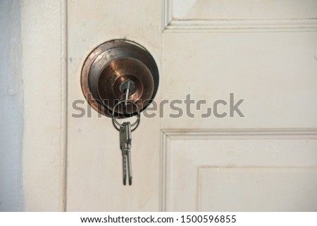 The key is locked and the door is selected to focus.