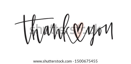 Thank you handwritten vector lettering. Gratitude expression phrase, thankfulness words isolated on white background. Valentine postcard, greeting card decorative calligraphy. Thanksgiving slogan.