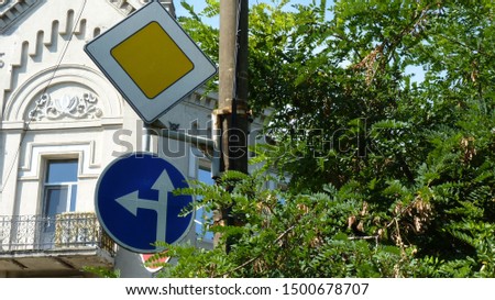 City traffic signs for traffic