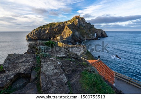 The scenic island San Juan de Gaztelugatxe, a famous location of television series, Bermeo, Basque Country, Spain