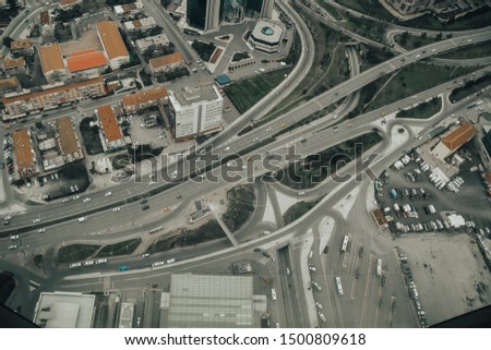 A road junction in Istanbul. Top view. 