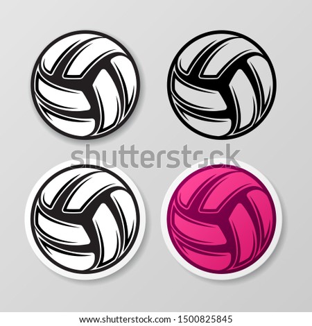 Set of four different black and color volleyball symbos